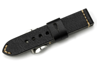 iStrap 24mm Genuine Italy Calf Leather Watch Band Vintage Big Belt & Polished SS Screw in Tang Buckle - Tan Stitch - Intl  