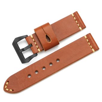 iStrap 24mm Genuine Leather Watch Band Tang Buckle Brown  