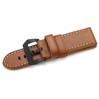 iStrap 26 mm tebal kulit halus kulit jam tangan tali pengganti dan hitam SS PVD pra V gesper Tang - coklat - International  