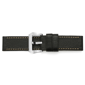iStrap 26mm Calfskin Leather Watch Band Thick Full Grain Replacement Strap & Polished SS Pre V Tang Buckle - Black - Intl  