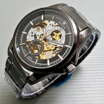 Jam tangan automaticRolex Black,mesin kelihatan  