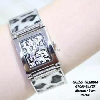 Jam tangan guess wanita stainless spiral painting motif geneva rantai  