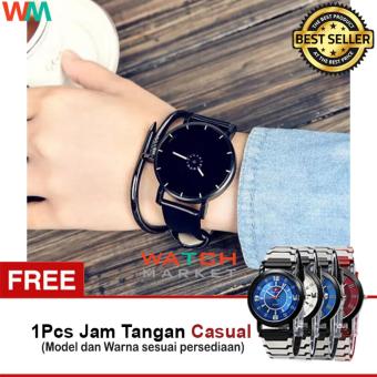 Jam Tangan Quartz Perhiasan Unisex Quartz Watches Black + Jam Tangan Casual  