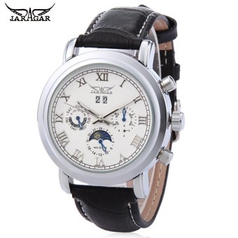 JARAGAR Male Auto Mechanical Watch Month Date Day Moon Phase Display Wristwatch  
