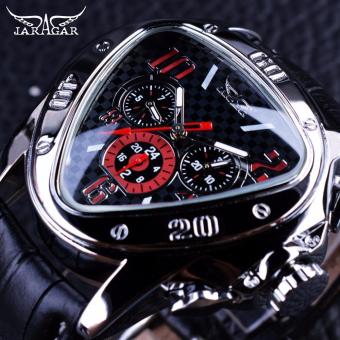 Jaragar Sport Racing Design Geometric Triangle Design Genuine Leather Strap Mens Watches Top Brand Luxury Automatic Wrist Watch - intl  