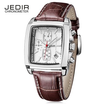 JEDIR 2028 Male Quartz Watch Calendar Stopwatch 3ATM Wristwatch for Men (Brown) - intl  