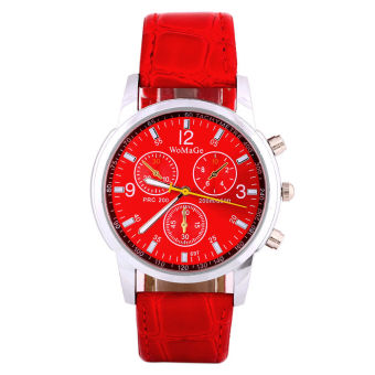 JinGle WoMaGe Men's Leather Analog Quartz Strap Watch (Red)  