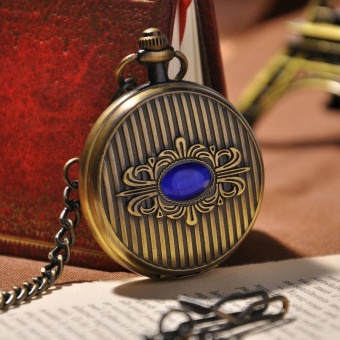 jinma New Arabic Numbers Mechanical Pocket Watch Sapphire Decorations Fullmetal Alchemist Pocket Watch With Key Chain cep saati PW32 (Bronze) - intl  
