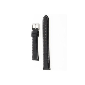 JOR 18mm Durable Black Pu Leather Watch Band Strap Alloy Buckle White Stitching - Intl  