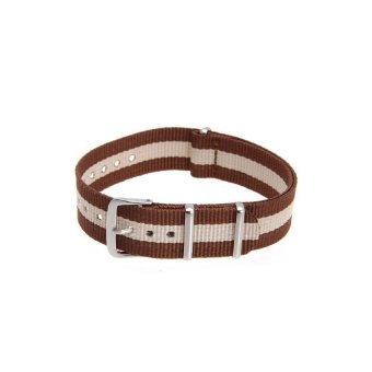 JOR Durable Canvas Unisex Watch Band Strap Buckle Stripes Fashion 18mm (Brown/Beige) - Intl  