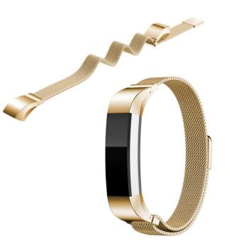 KOBWA Sports Accessories Milanese Heart Rate Strap Metal Stainless Steel Smart Band for Fitbit Alta Fitness Tracker (Gold) - intl  