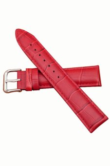 Kulit PU Watchband pengganti tali jam yang dapat sabuk dengan Pin gesper untuk 18 mm jam menyeret merah  