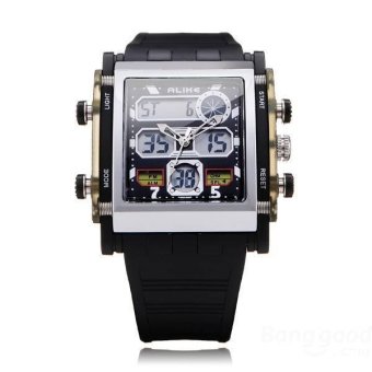 LD Shop ALIKE AK1057 Sport Black Square Back Light Men Women Quartz Watch (Black)  