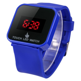 LED Touch Watch Red Digital Wristwatch Rubber Wristband Rectangle Dial - intl  