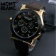 [LIMITED EDITION]-Jam Tangan Pria Casual dan Fashion MountBlanc Chronograph & Date on - Genuine Leather Strap Body Black List Gold Stainless Steel  