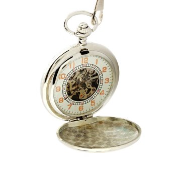 LingTud Men's retro semi-automatic mechanical pocket watch (White) - intl  