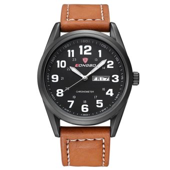LONGBO rekreasi Sports Series kalender asli jam tangan pria dengan coklat dan hitam 80207  