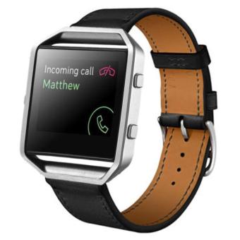 Luxury Leather Watch band Wrist strap For Fitbit Blaze Smart Watch BK Black -intl  