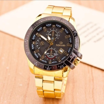 Luxury Men Analog Quartz Date Sport Stainless Steel Wrist Watch Black - intl  