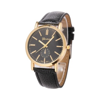 Luxury Unisex Leather Band Analog Quartz Vogue WristWatch Watches BK - intl  