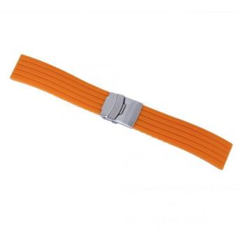 MagiDeal Orange Rubber Watch Strap Band Deployment Buckle Waterproof 22mm - intl  