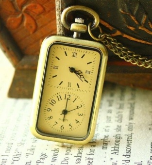 MagnificentStore Hot sale dropship two dail display quartz for women braonze pocket watch clock pendant (as pic) - intl  