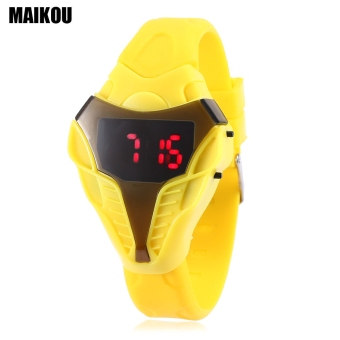 MAIKOU MK005 LED Digital Sports Watch Date Display Elapid Shape Dial Wristwatch (Yellow)  