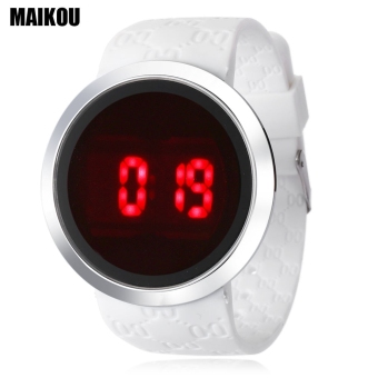 MAIKOU MK008 LED Digital Touch Watch Rubber Strap Wristwatch (White)  