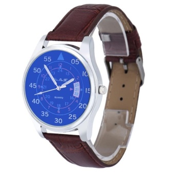 Man Quartz Dial Leather Analog Wrist Watch Round Case Watch BW - intl  