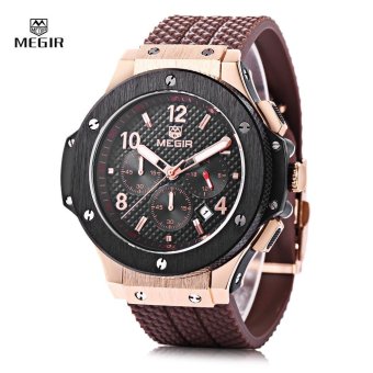 MEGIR 3002G Male Quartz Watch with Date Function Silicone Band Luminous Pointer 30M Water Resistance - intl  