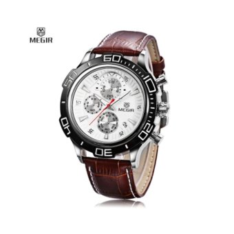 MEGIR ML2019 Male Quartz Watch Chronograph Sub-dial Calendar 3ATM Men Wristwatch - intl  