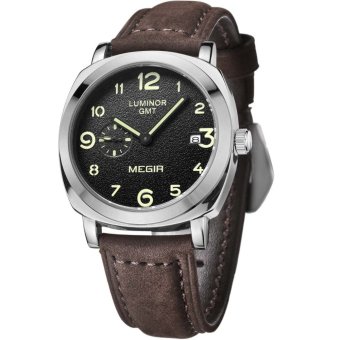 MEGIR Sport Watch Series Genuine Leather Calendar Casual Men's Quartz Military Luminous Business Wristwatch ML1046G - intl  