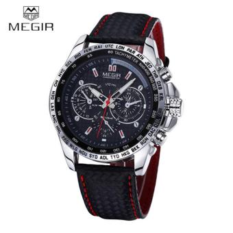 MEGIR Sports Quartz Mens Watches Top Brand Luxury Quartz-watch Clock Leather Strap Male Wristwatch - intl  