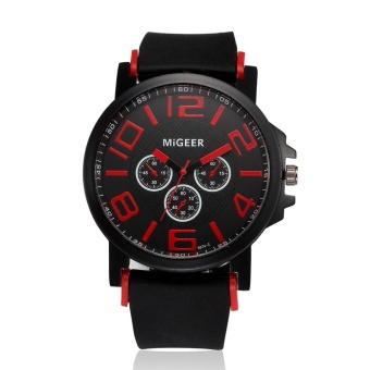 Men Fashion Silicone strap Sport Cool Quartz Hours Wrist Analog Watch - intl  