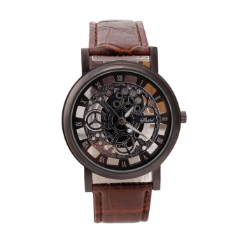 Men Luxury Stainless Steel Quartz Military Sport Leather Band Dial Wrist Watch A - intl  