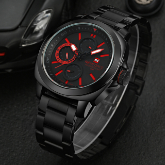 Men Sports Watches Male Quartz Brand Luxury 24 Hours Chrono Clock Steel Army Military WristWatch (RED) - intl  