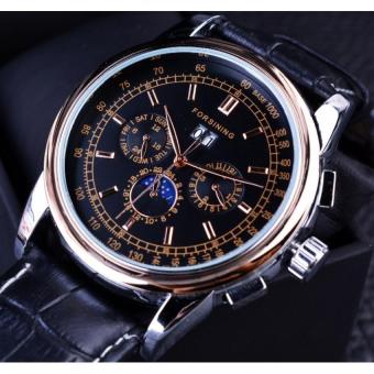 Men Top Brand Luxury Automatic Watch Moon Phase Shanghai Movement Calendar Design Rose Gold Genuine Leather  