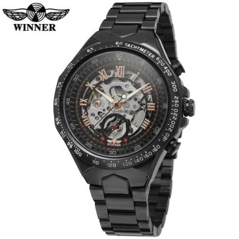 Men's Black Skeleton Auto Mechanical Steel Wristwatch - intl  
