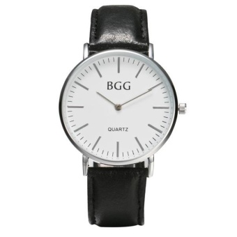 Men's Leather Band Watches Business Sport Analog Quartz Date Wrist Watch BK - intl  