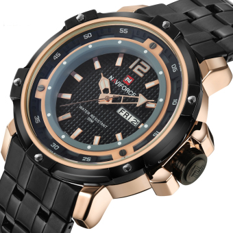 Men's Quartz-Analog Full Steel Sports Military Watch Waterproof Wristwatch (BLACK GOLD) - intl  