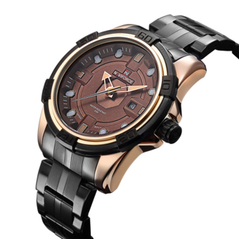 Men's Quartz Analog Watch Brand Luxury 3D Face Stainless Steel Army Military Sport Wristwatch (BROWN GOLD) - intl  