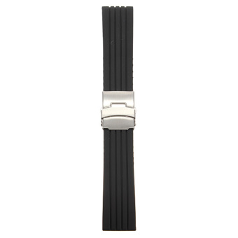 Mens Silicone Rubber Watch Strap Band Waterproof Deployment Clasp 24mm  