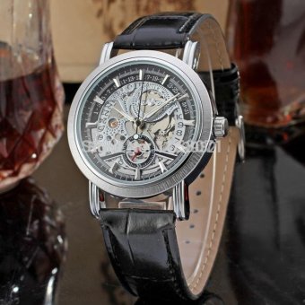 Men's Watch Automatic Self-Wind Skeleton Leather Band Wristwatch - intl  