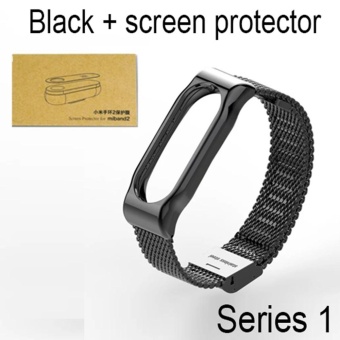 Metal Strap For Xiaomi Mi Band 2 Screwless Stainless Steel Bracelet For MiBand 2 Wristbands Replace Accessories For Mi Band 2 Black - intl  
