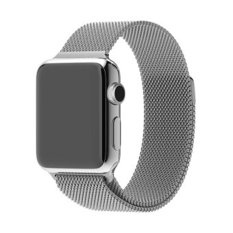 Milan GAKTAI putaran magnet stainless steel perhiasan gelang tali pengikat untuk Apple Watch iWatch 42 mm (Perak)  