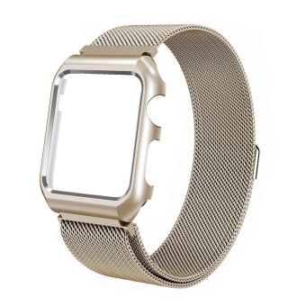 Milanese Loop with Adjustable Magnetic Closure Replacement Band with Protective Case for Apple Watch Series 2 Series 1 42MM - intl  