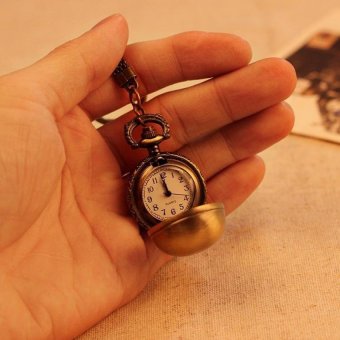 mingjue Necklace Pocket Watch Unisex Alloy Pendant Retro AntiqueBronze Quartz Chain Ball Shape Best Gift (bronze) - intl  