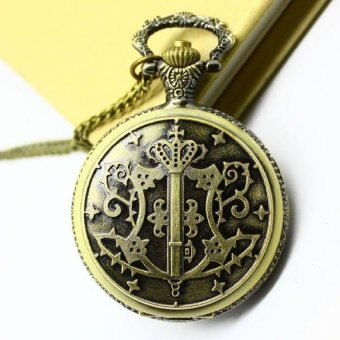 moob Free shipping wholesale hot sale bronze vine big round faceBlack Butler quartz pocket watch necklace (as pic) - intl  