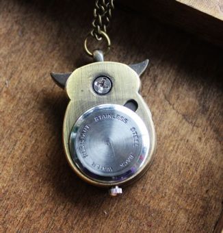 moob Hot Sale Wholesale Owl Watch Pendant Vine Cute Women's Dress Pocket Necklace  