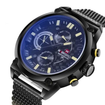 Naviforce 9068 Stainless Steel Analog Men's Quartz Date Clock Fashion Casual Sports Watches Men Military Wristwatch Yellow - intl  